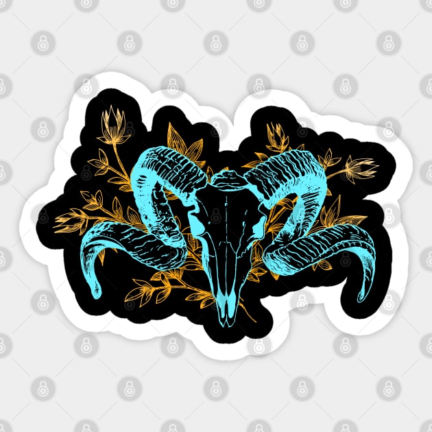 Flowered Ram Skull Howard Marsh Sticker by Talesbybob